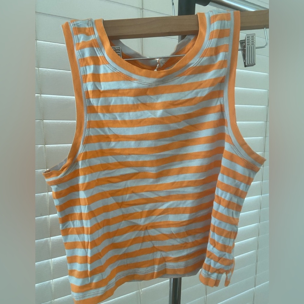 Maeve Orange and White Striped Tank Top